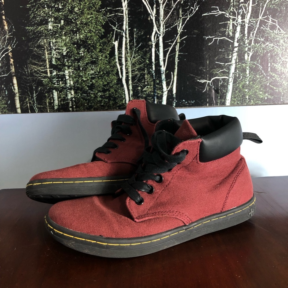 Dr. Martens Red Maelly Canvas Women's Ankle Cherry Euc Boots/Booties Size 7